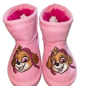 Pink Kids Boots with Cartoon Design